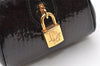 Authentic Christian Dior Double Saddle Trotter Boston Bag Enamel Brown 4438K