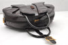 Authentic Christian Dior Double Saddle Trotter Boston Bag Enamel Brown 4438K