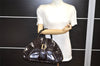Authentic Christian Dior Double Saddle Trotter Boston Bag Enamel Brown 4438K