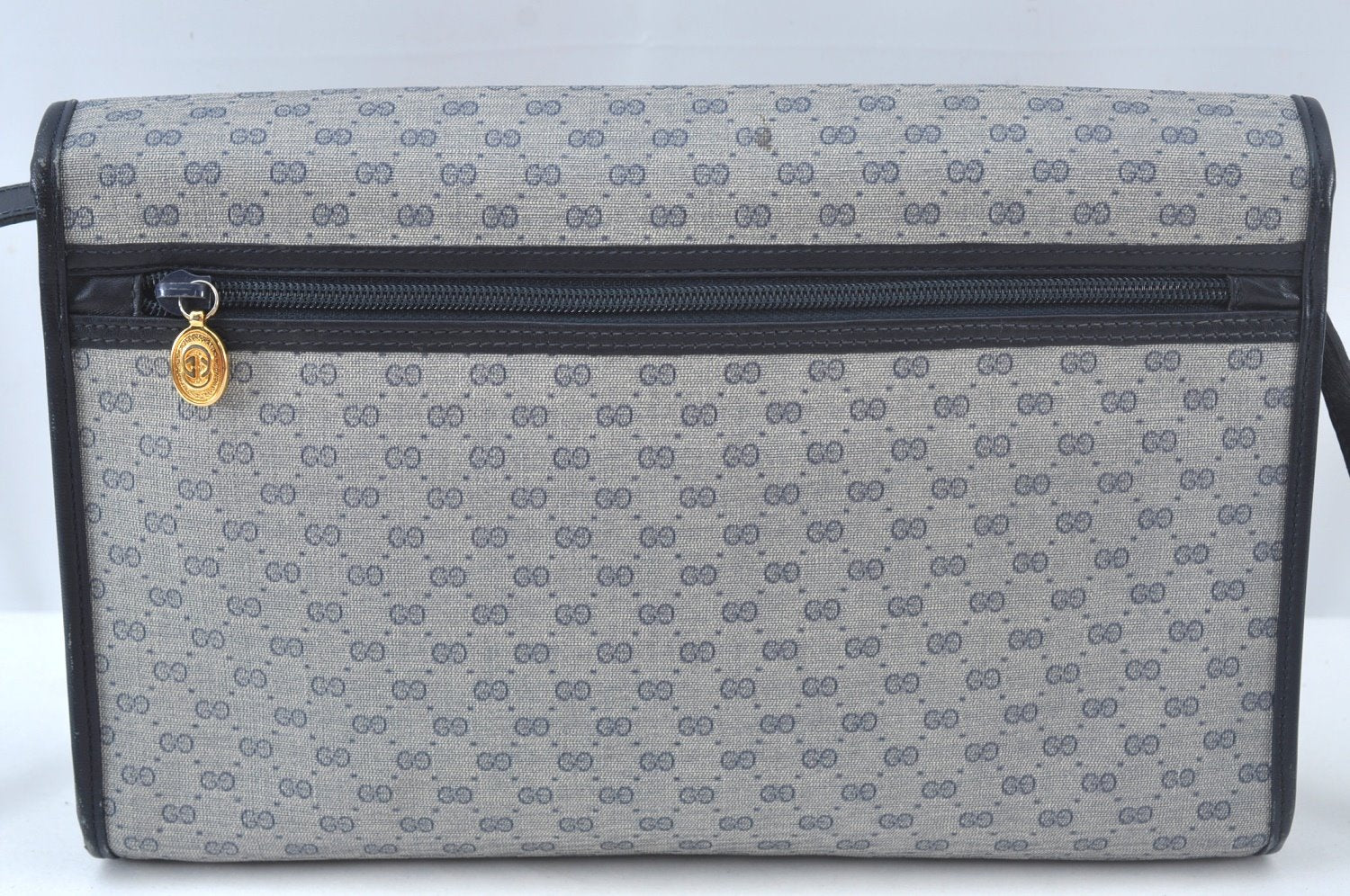 Authentic GUCCI Micro GG PVC Leather Shoulder Cross Bag Navy Blue Junk 4439J