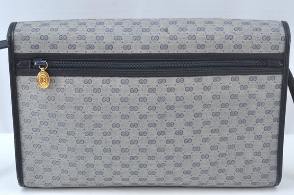 Authentic GUCCI Micro GG PVC Leather Shoulder Cross Bag Navy Blue Junk 4439J