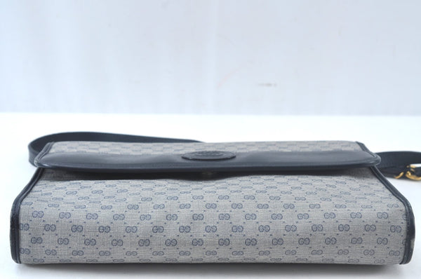 Authentic GUCCI Micro GG PVC Leather Shoulder Cross Bag Navy Blue Junk 4439J