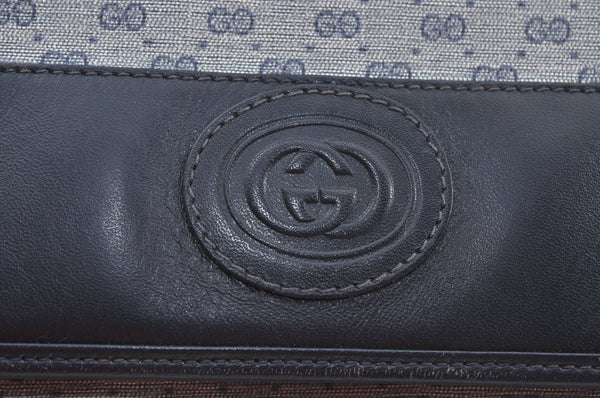 Authentic GUCCI Micro GG PVC Leather Shoulder Cross Bag Navy Blue Junk 4439J
