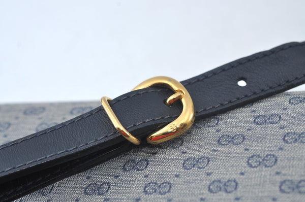 Authentic GUCCI Micro GG PVC Leather Shoulder Cross Bag Navy Blue Junk 4439J