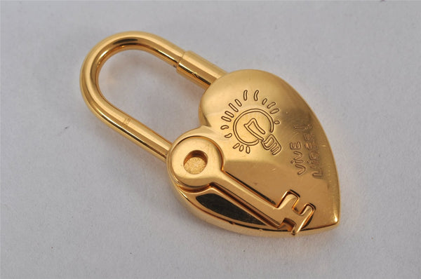 Authentic HERMES Cadena Padlock Le fantasie Heart Gold Plating Junk 4439K