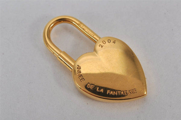 Authentic HERMES Cadena Padlock Le fantasie Heart Gold Plating Junk 4439K