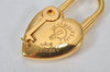 Authentic HERMES Cadena Padlock Le fantasie Heart Gold Plating Junk 4439K