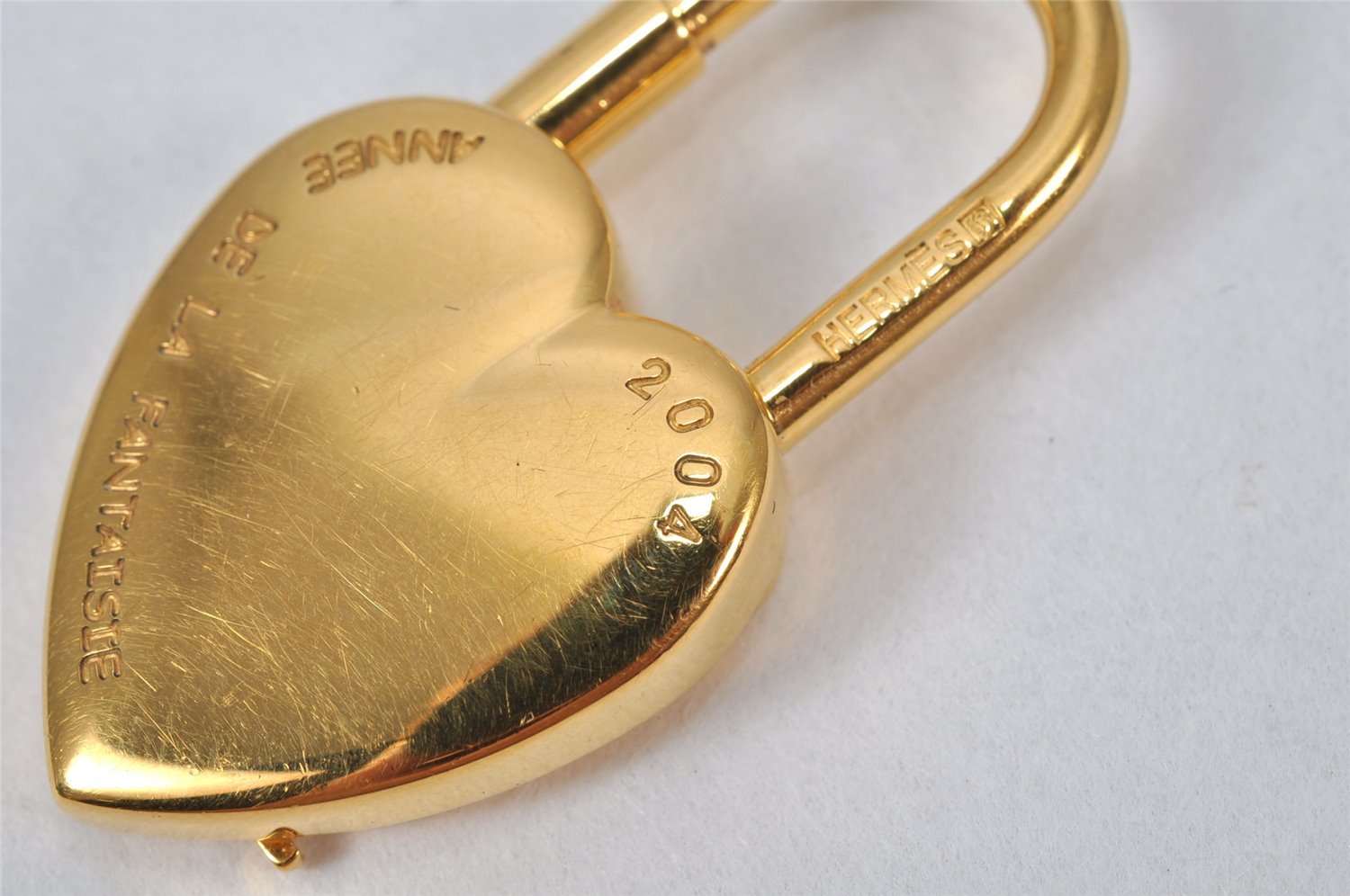 Authentic HERMES Cadena Padlock Le fantasie Heart Gold Plating Junk 4439K