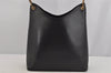 Authentic GUCCI Vintage Bamboo Shoulder Hand Bag Purse Leather Black 4440J