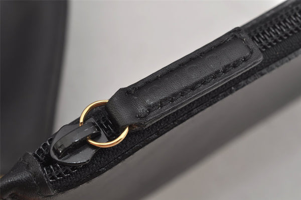 Authentic GUCCI Vintage Bamboo Shoulder Hand Bag Purse Leather Black 4440J