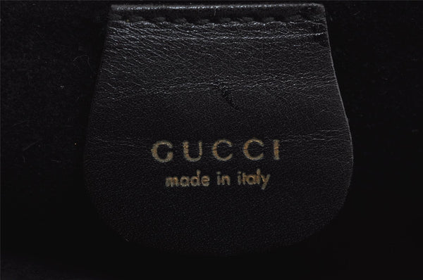 Authentic GUCCI Vintage Bamboo Shoulder Hand Bag Purse Leather Black 4440J