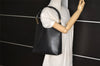 Authentic GUCCI Vintage Bamboo Shoulder Hand Bag Purse Leather Black 4440J