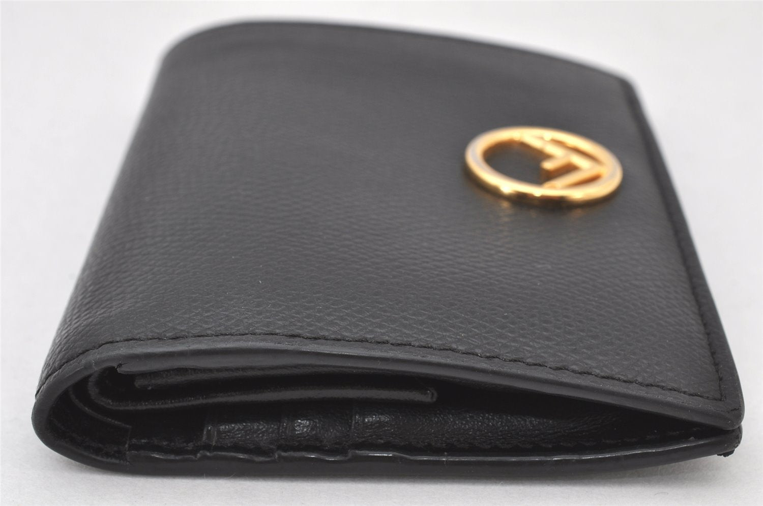 Authentic FENDI F is FENDI Vintage Bifold Wallet Purse Leather Black Box 4440K