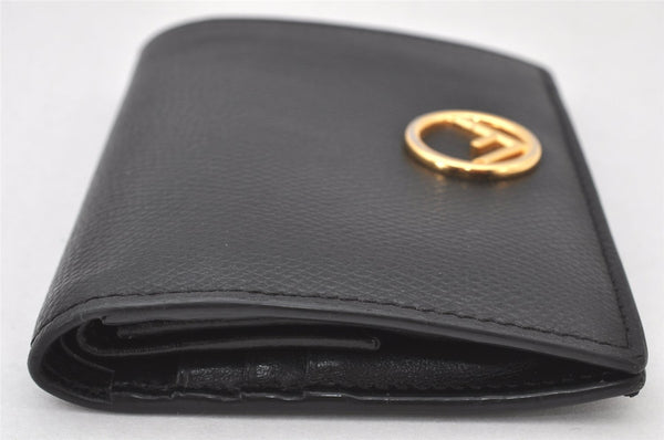 Authentic FENDI F is FENDI Vintage Bifold Wallet Purse Leather Black Box 4440K