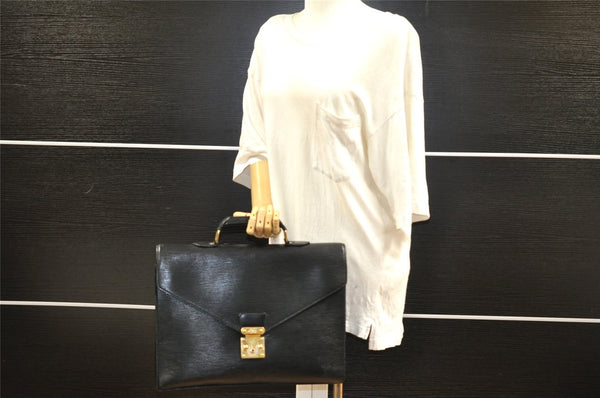Authentic Louis Vuitton Epi Serviette Conseiller Briefcase Black M54422 LV 4443I