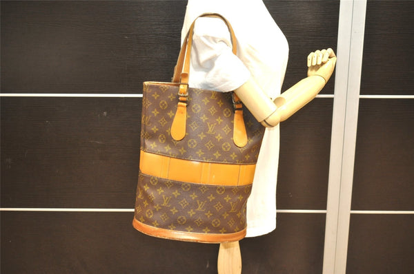 Authentic Louis Vuitton Monogram Bucket GM Shoulder Bag T42236 USA Model 4443J