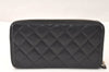 Authentic CHANEL Caviar Skin Matelasse Long Wallet Purse CC Logo Black 4446K