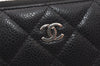 Authentic CHANEL Caviar Skin Matelasse Long Wallet Purse CC Logo Black 4446K