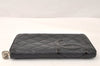 Authentic CHANEL Calf Skin Cambon Line CC Logo Zip Long Wallet Black 4448K