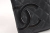 Authentic CHANEL Calf Skin Cambon Line CC Logo Zip Long Wallet Black 4448K