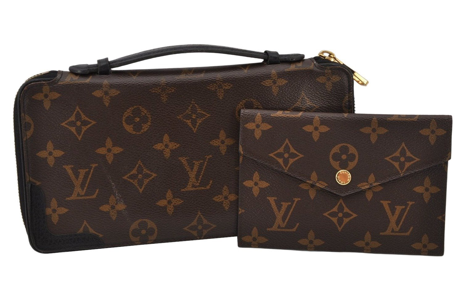 Auth Louis Vuitton Monogram Macassar Dairy Organizer Clutch Bag M60679 LV 4450K