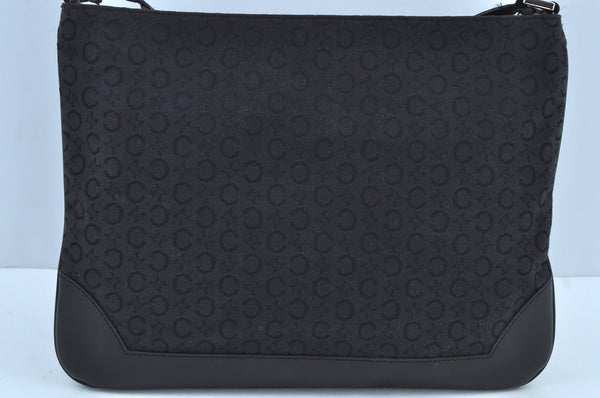 Authentic CELINE C Macadam Blason Shoulder Cross Bag Canvas Leather Black 4451G
