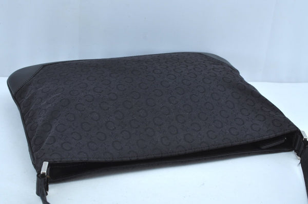 Authentic CELINE C Macadam Blason Shoulder Cross Bag Canvas Leather Black 4451G