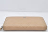 Authentic CHANEL Caviar Skin Matelasse Long Wallet Purse CC Logo Beige 4451K