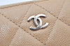 Authentic CHANEL Caviar Skin Matelasse Long Wallet Purse CC Logo Beige 4451K