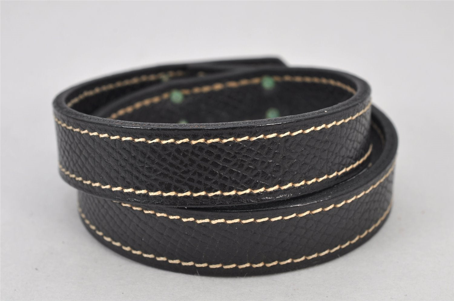 Authentic HERMES Bracelet Bangle Kelly Double Tours Leather Black Box 4454K