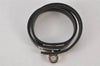 Authentic HERMES Bracelet Bangle Kelly Double Tours Leather Black Box 4454K