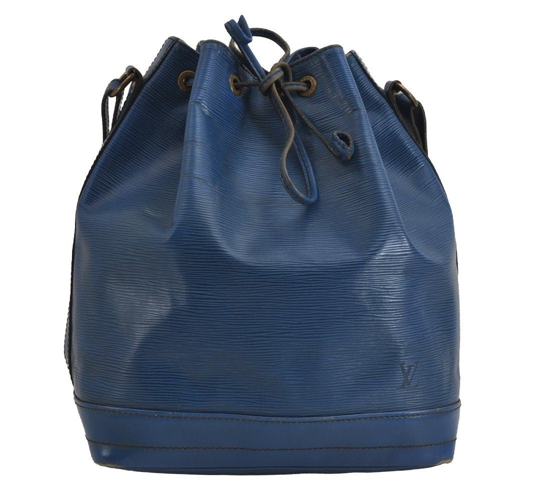 Authentic Louis Vuitton Epi Noe Shoulder Drawstring Bag Blue M44005 LV 4455J