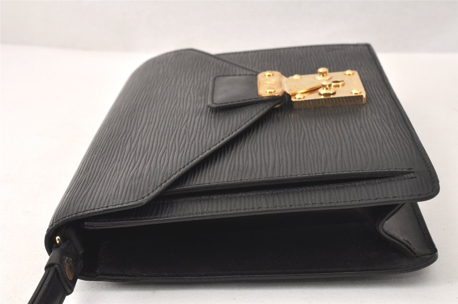 Auth Louis Vuitton Epi Pochette Sellier Dragonne Clutch Bag M52612 Black 4456K