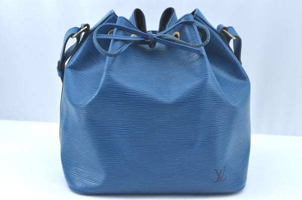 Authentic Louis Vuitton Epi Petit Noe Shoulder Drawstring Bag M44105 Blue 4457I