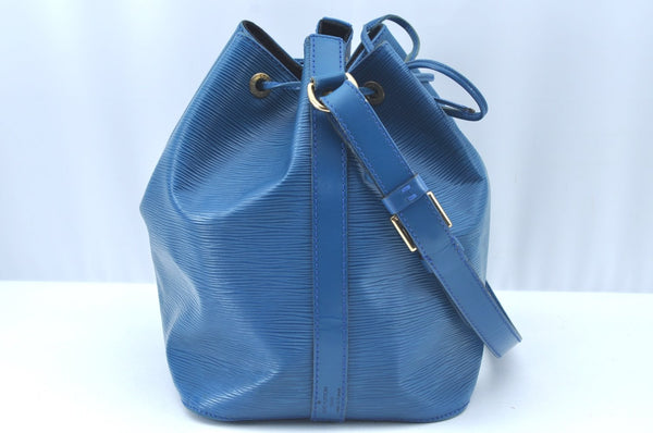 Authentic Louis Vuitton Epi Petit Noe Shoulder Drawstring Bag M44105 Blue 4457I