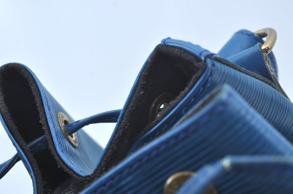 Authentic Louis Vuitton Epi Petit Noe Shoulder Drawstring Bag M44105 Blue 4457I