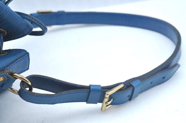 Authentic Louis Vuitton Epi Petit Noe Shoulder Drawstring Bag M44105 Blue 4457I