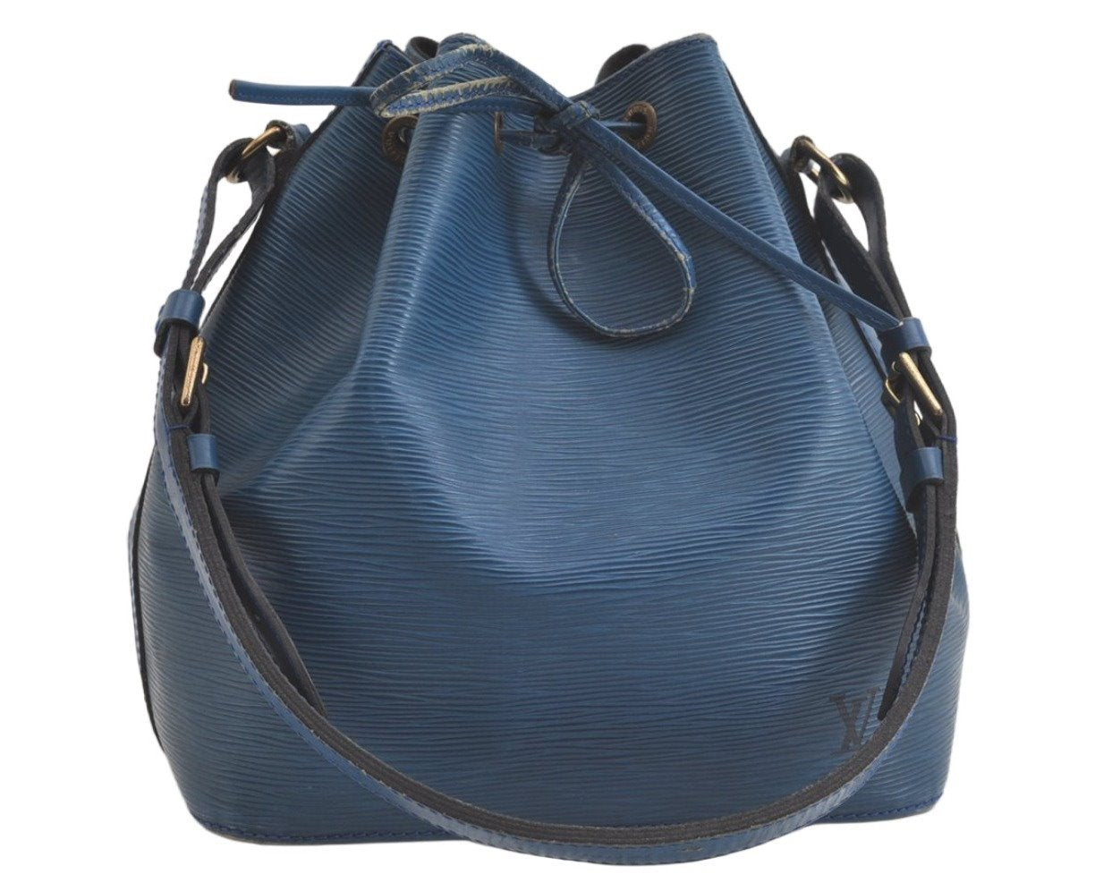 Authentic Louis Vuitton Epi Petit Noe Shoulder Drawstring Bag M44105 Blue 4457K