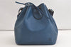 Authentic Louis Vuitton Epi Petit Noe Shoulder Drawstring Bag M44105 Blue 4457K