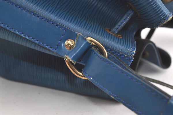Authentic Louis Vuitton Epi Petit Noe Shoulder Drawstring Bag M44105 Blue 4457K