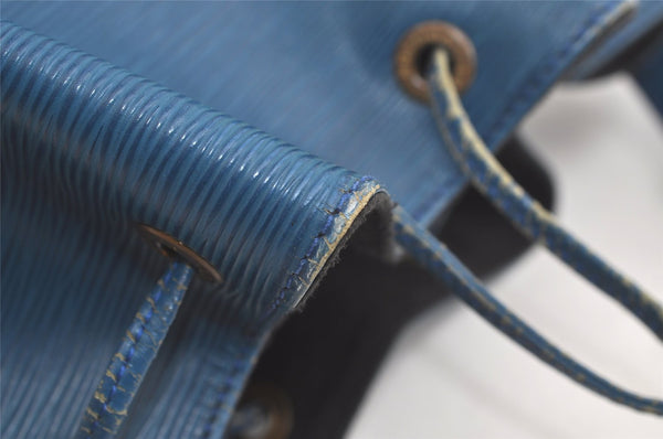 Authentic Louis Vuitton Epi Petit Noe Shoulder Drawstring Bag M44105 Blue 4457K