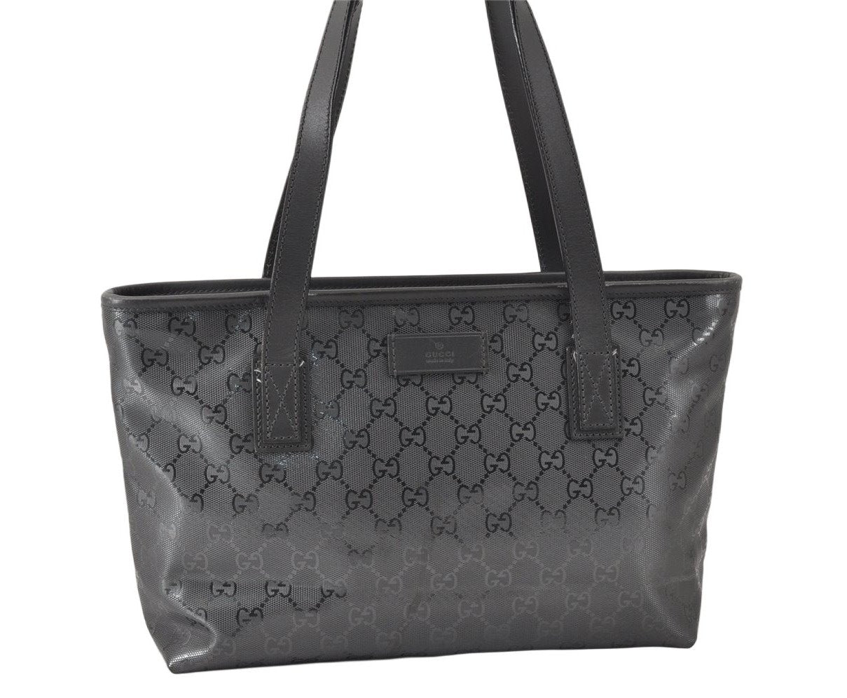 Authentic GUCCI GG Imprime Shoulder Tote Bag GG PVC Leather 211138 Gray 4458K