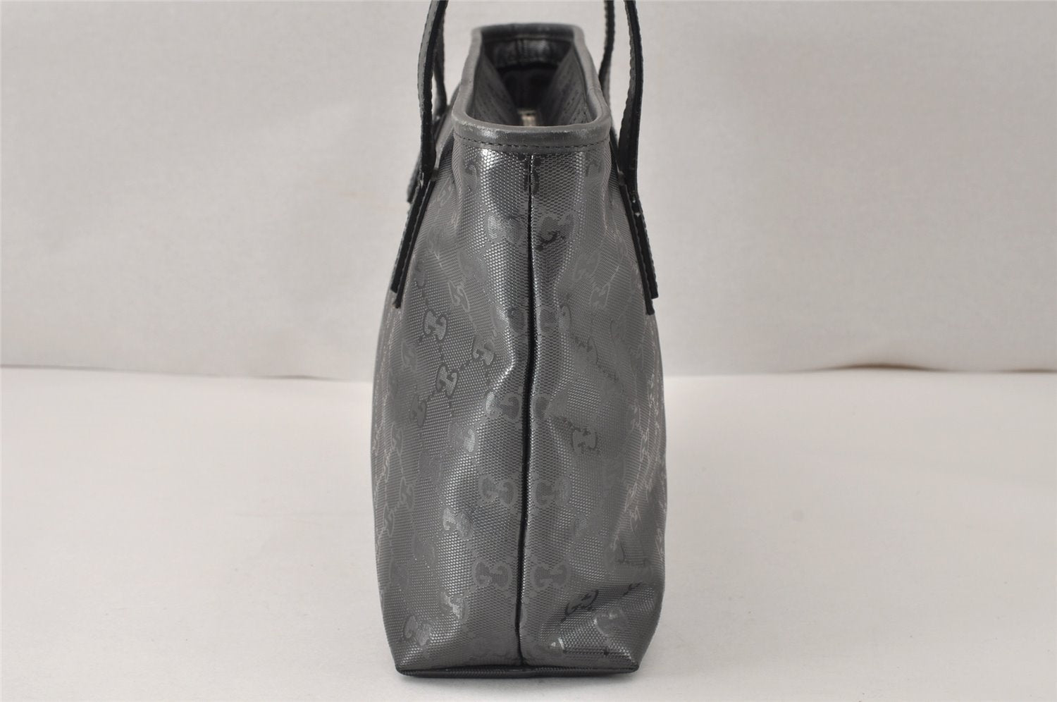 Authentic GUCCI GG Imprime Shoulder Tote Bag GG PVC Leather 211138 Gray 4458K