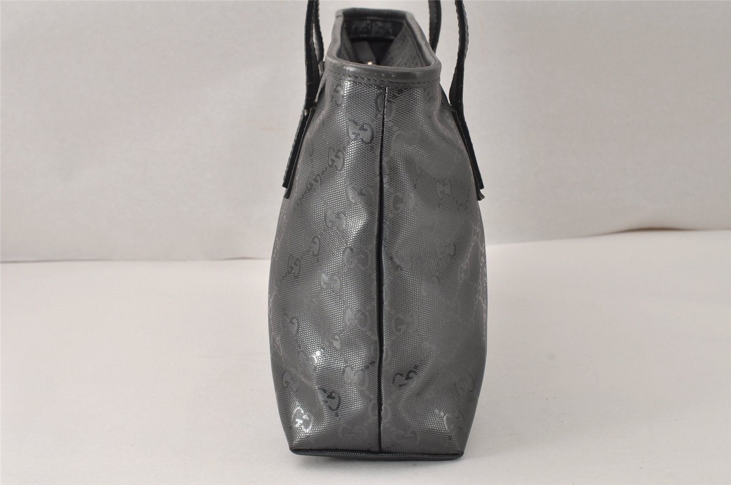 Authentic GUCCI GG Imprime Shoulder Tote Bag GG PVC Leather 211138 Gray 4458K