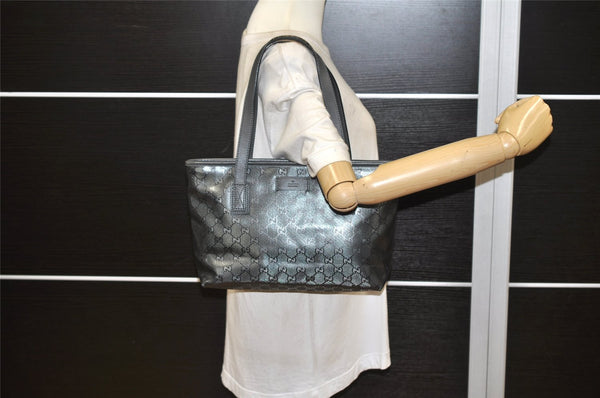 Authentic GUCCI GG Imprime Shoulder Tote Bag GG PVC Leather 211138 Gray 4458K