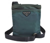 Authentic PRADA Nylon Tessuto Leather Shoulder Cross Body Bag Purse Blue 4459J