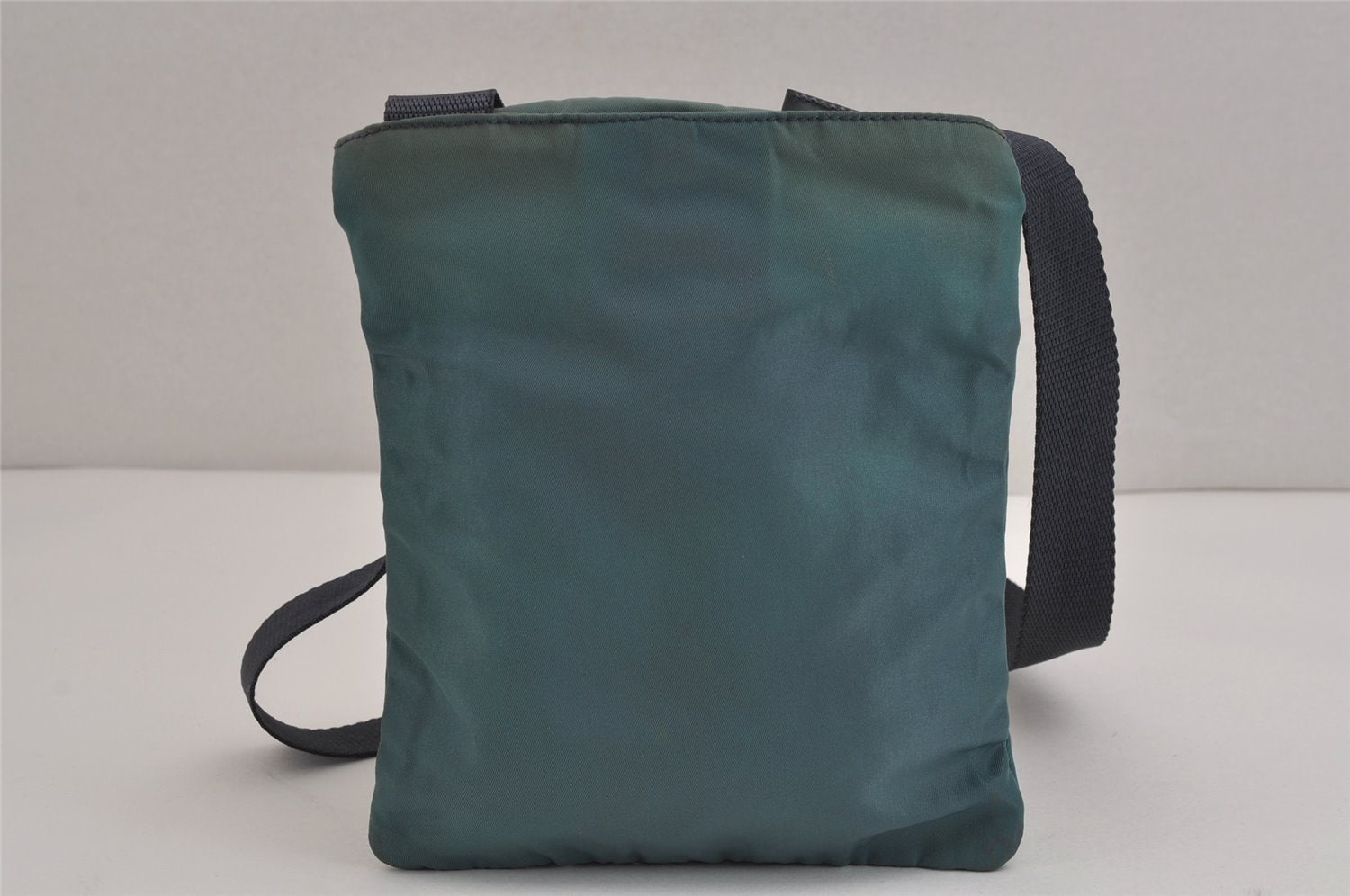 Authentic PRADA Nylon Tessuto Leather Shoulder Cross Body Bag Purse Blue 4459J