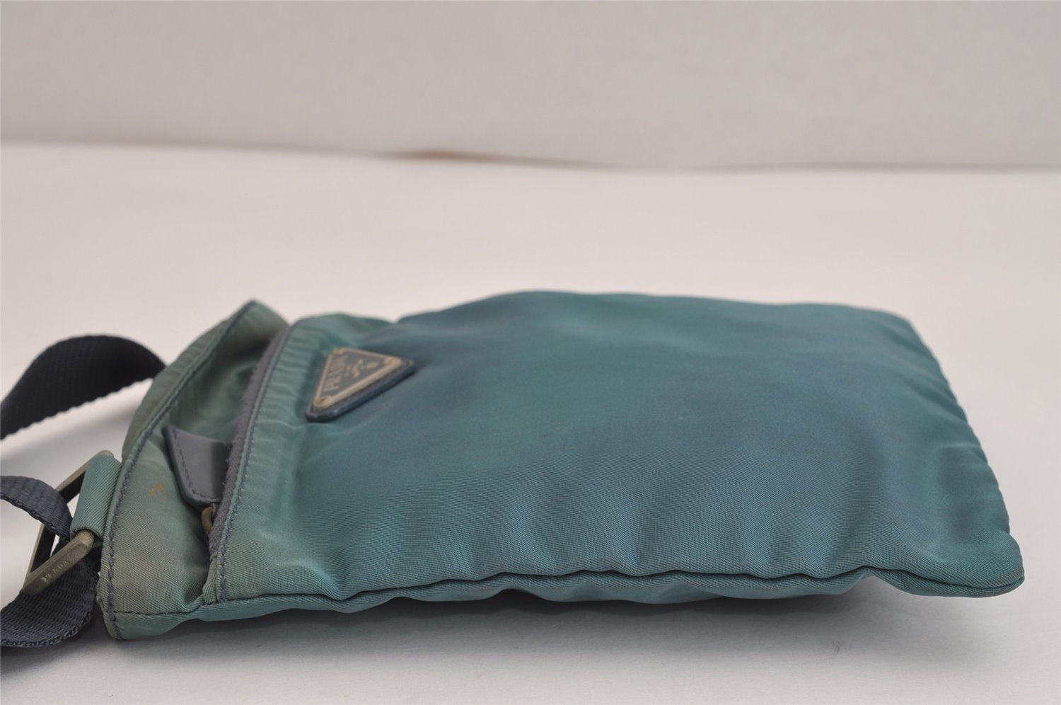 Authentic PRADA Nylon Tessuto Leather Shoulder Cross Body Bag Purse Blue 4459J