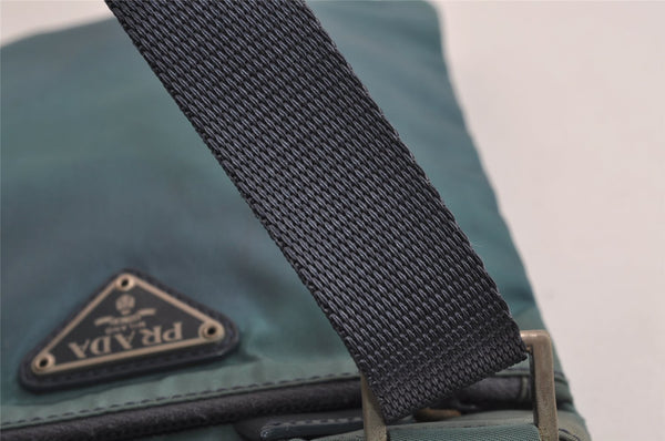 Authentic PRADA Nylon Tessuto Leather Shoulder Cross Body Bag Purse Blue 4459J