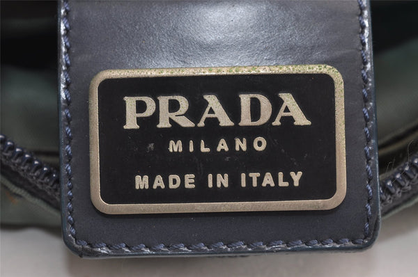 Authentic PRADA Nylon Tessuto Leather Shoulder Cross Body Bag Purse Blue 4459J